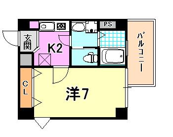 キューブコート(1K/8階)の間取り写真