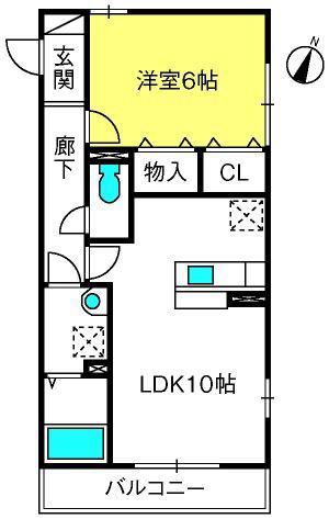 パークリバー(1LDK/2階)の間取り写真