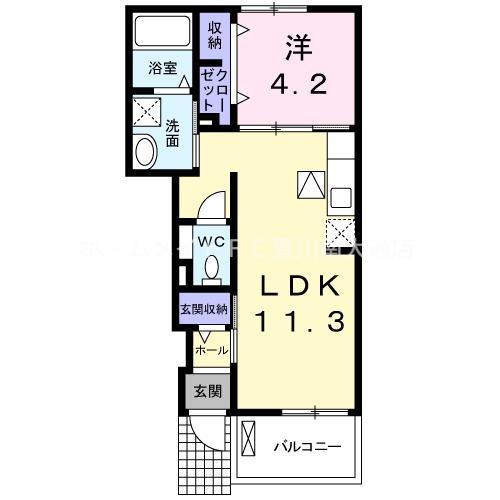 エアリー ヒル(1LDK/1階)の間取り写真