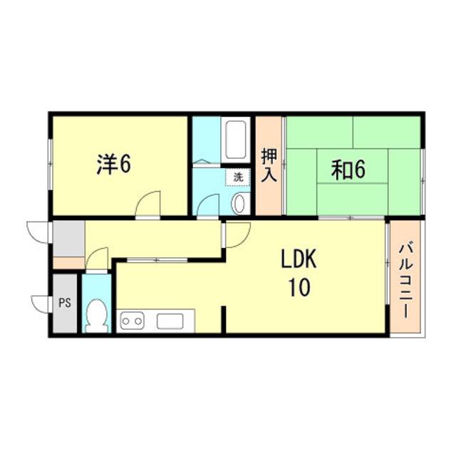 エスポワール明石(2LDK/4階)の間取り写真