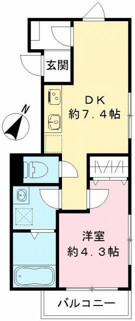 ルガロ西麻布(1DK/2階)の間取り写真