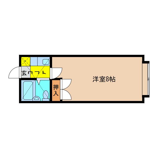 スカイハイツ千歳(1K/2階)の間取り写真