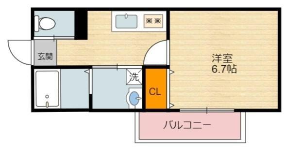 L.FINO岸里ウエスト(1K/4階)の間取り写真