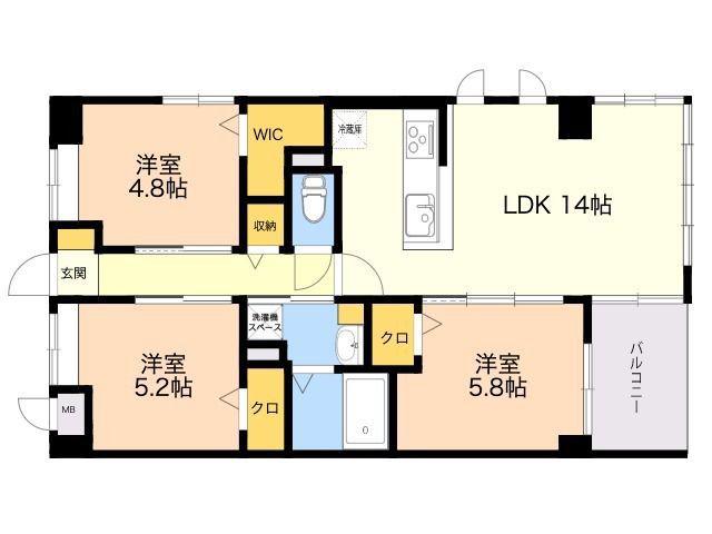 APエルテージ地行(3LDK/5階)の間取り写真
