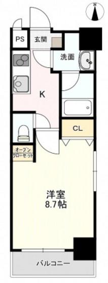柳町CORAL(1K/5階)の間取り写真