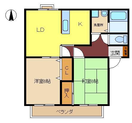シャルマンコート(2LDK/1階)の間取り写真
