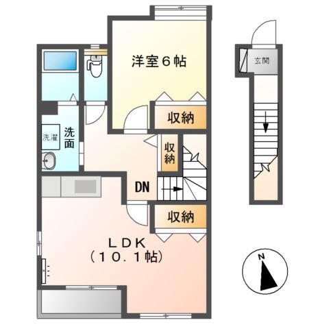 ヴェルジュ 48(1LDK/2階)の間取り写真