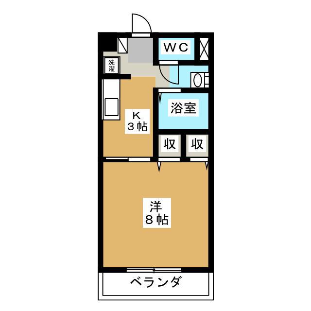 セゾンかかみはら(1K/2階)の間取り写真