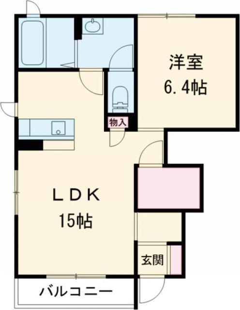わたつみA棟(1LDK/1階)の間取り写真