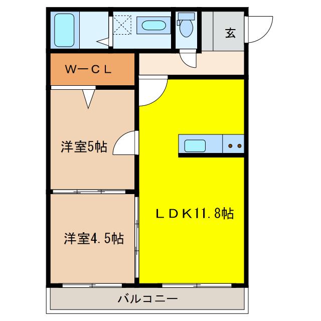 グランツ羽黒(2LDK/2階)の間取り写真
