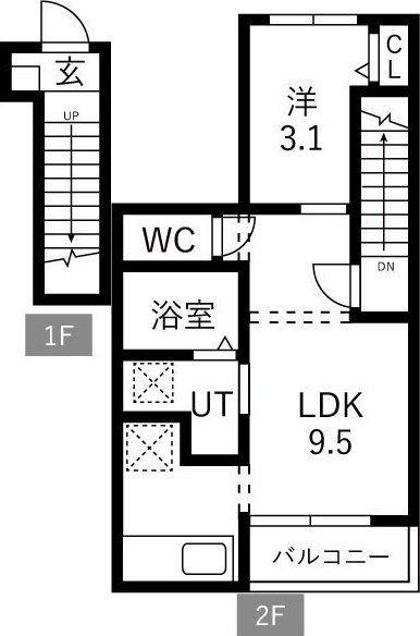 マックスレジデンシア荒巻(1LDK/2階)の間取り写真