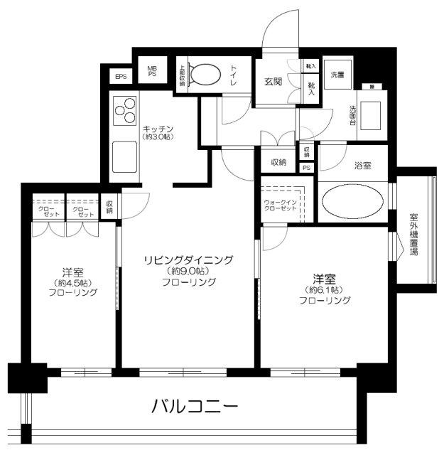 レックスお花茶屋ツインレジデンスウエスト(2LDK/1階)の間取り写真