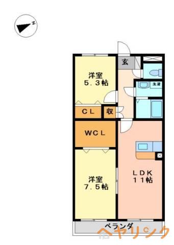 キアーヴェ(2LDK/3階)の間取り写真