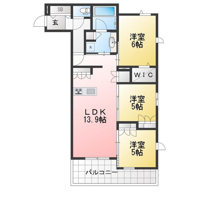 VESTA(3LDK/3階)の間取り写真