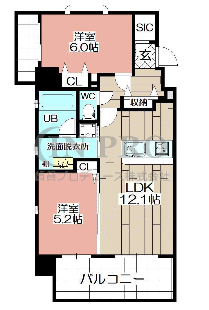 THE SQUARE URBAN RESIDENCE(2LDK/8階)の間取り写真