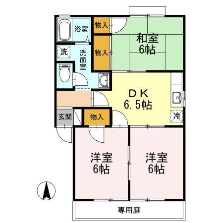 フレンドリー91A棟(3DK/1階)の間取り写真