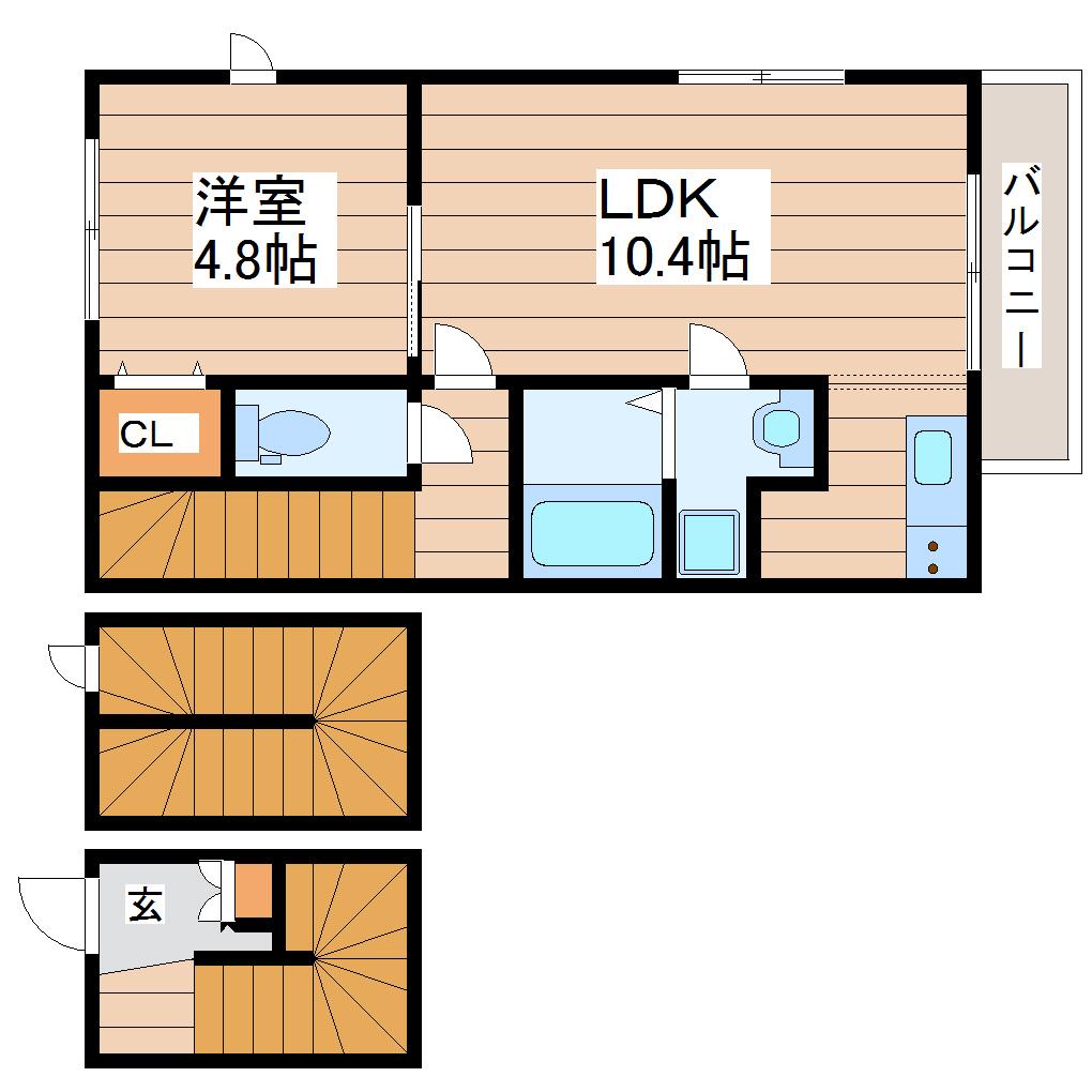 椿山荘(1LDK/3階)の間取り写真