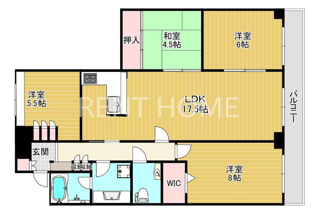 クロスティ八尾南 壱番館(4LDK/4階)の間取り写真
