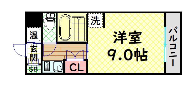 ビバリーヒルズ玉出西(1K/4階)の間取り写真