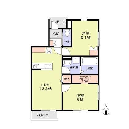フォレストメゾンカーム(2LDK/1階)の間取り写真