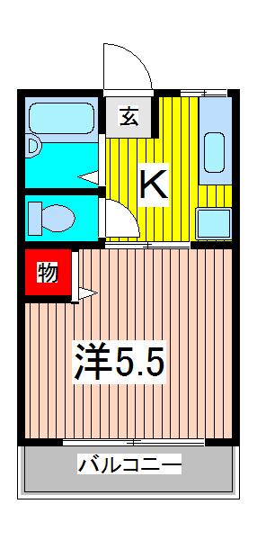 エムケイハイム(1K/2階)の間取り写真
