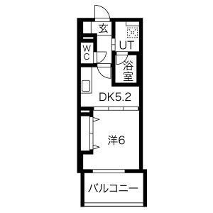 さくらHILLS NISHIKI PLATINUM RESIDENCE(1DK/4階)の間取り写真