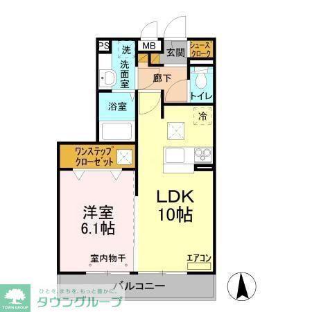 ハピネスストーム(1LDK/1階)の間取り写真