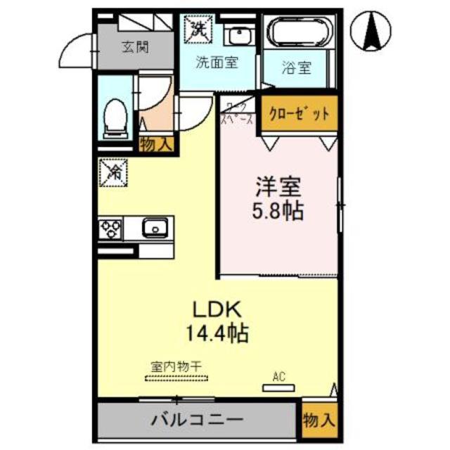 GARANCE新森(1LDK/2階)の間取り写真