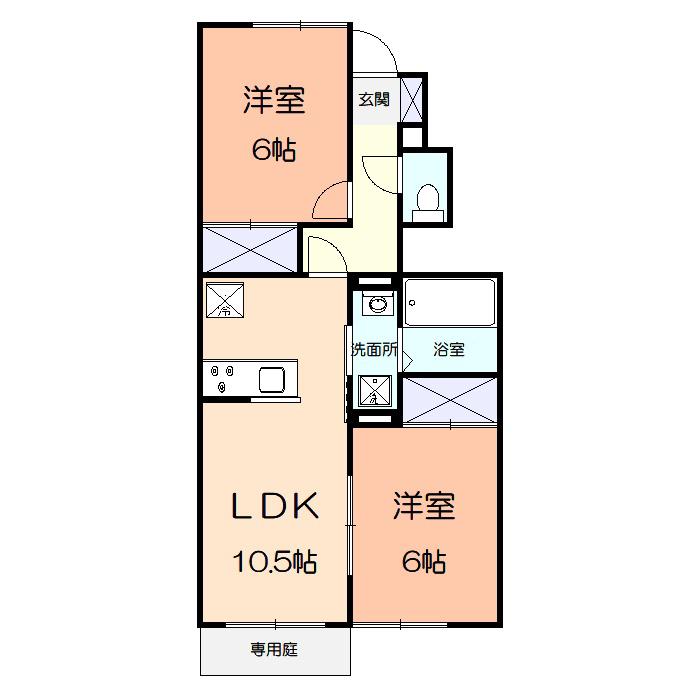 ラーデン柊(2LDK/1階)の間取り写真