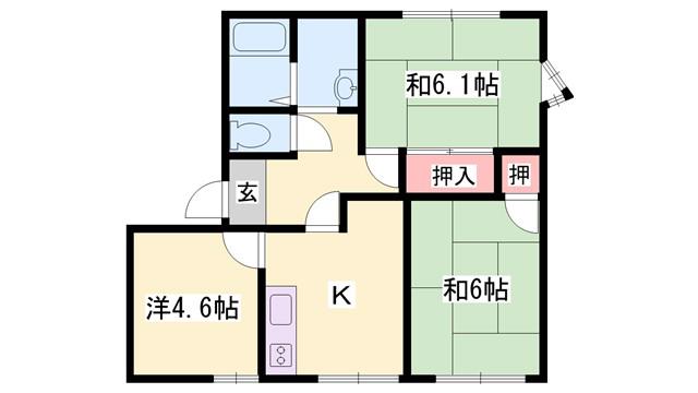 フレグランス妻鹿B棟(3K/2階)の間取り写真