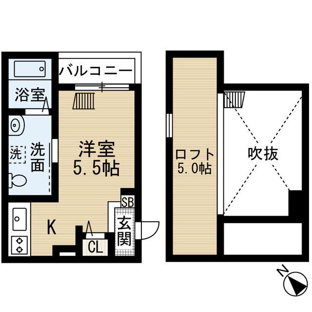 エテジア湊(ワンルーム/1階)の間取り写真