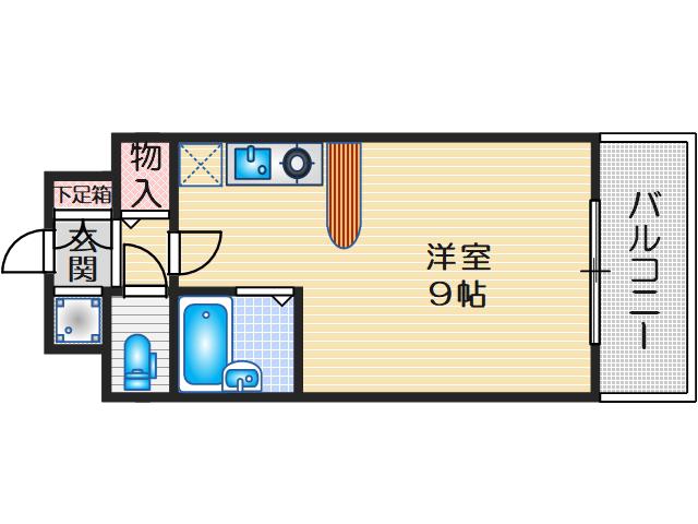 エクセレント上新13(ワンルーム/4階)の間取り写真