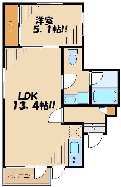 リキューザ永福(1LDK/3階)の間取り写真