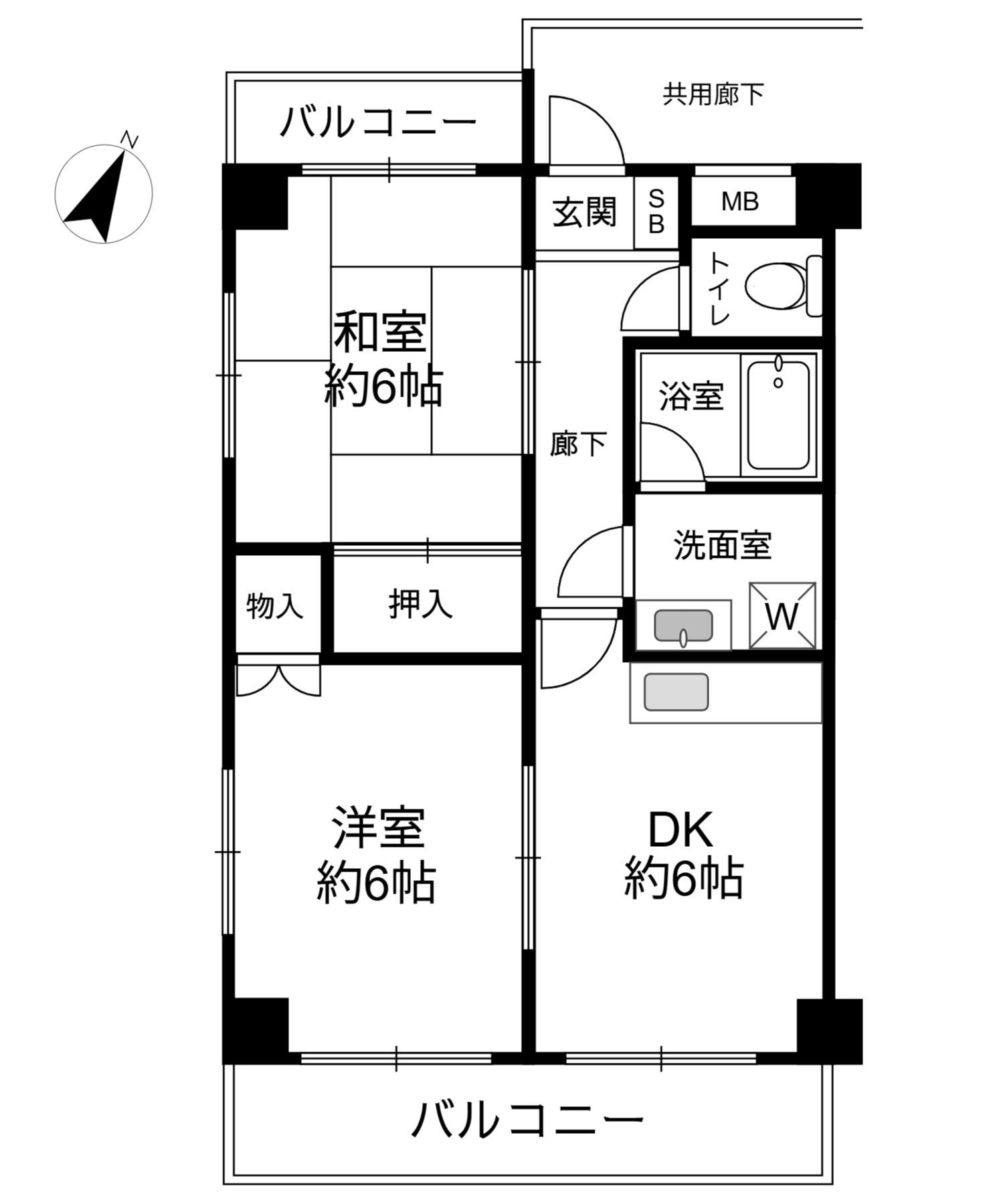 イーストゲート神戸(2DK/4階)の間取り写真