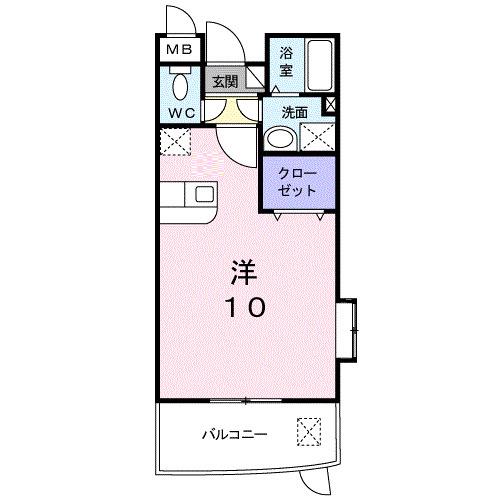 ラ フローラ(ワンルーム/1階)の間取り写真