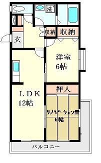 サニーヒルズ(2LDK/2階)の間取り写真