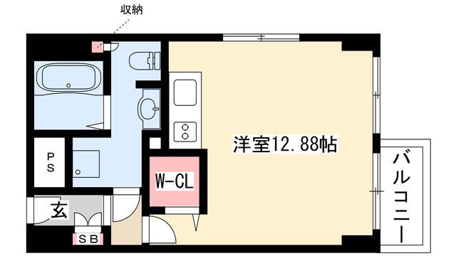 ミュプレ矢場町(ワンルーム/5階)の間取り写真