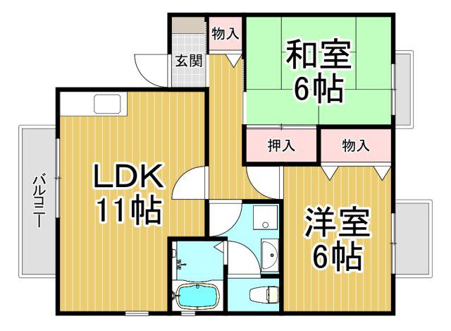 VING TAINE 津門 Ⅱ(2LDK/2階)の間取り写真