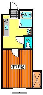 メイプル四番館(1K/2階)の間取り写真