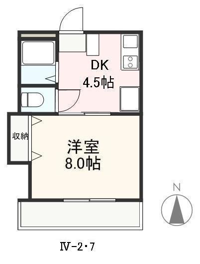 クレイドル安田III・IV(1DK/1階)の間取り写真