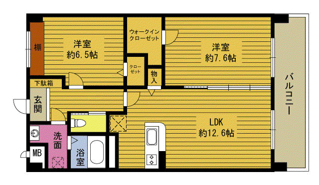 エスポワールわさだ弐番館(2LDK/1階)の間取り写真