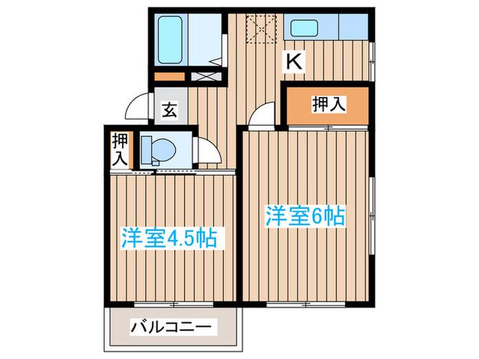 エイカーズ向山(2K/1階)の間取り写真
