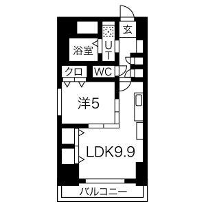 プレステージ千種(1LDK/13階)の間取り写真