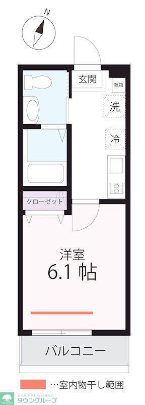 ハーミットクラブハウス神奈川新町(1K/1階)の間取り写真