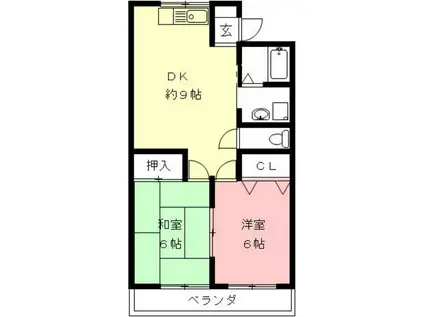吉田グリーンハイツII(2DK/2階)の間取り写真