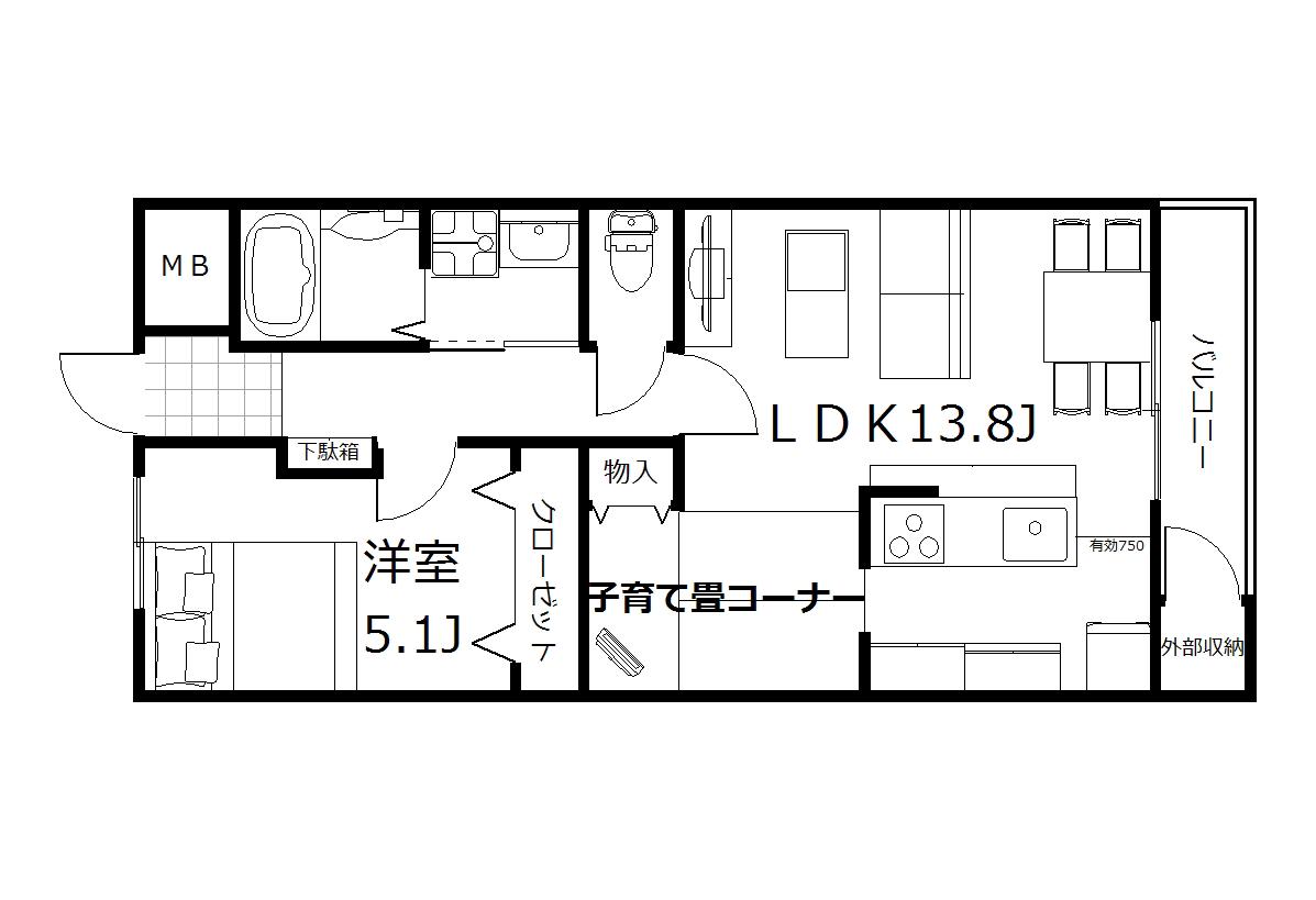 森田マンション(1SLDK/1階)の間取り写真