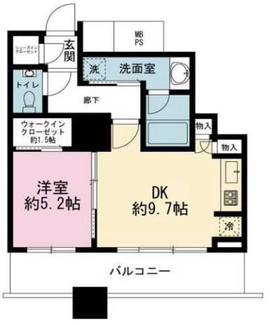 ザ・パークハウス西新宿タワー60(1DK/43階)の間取り写真