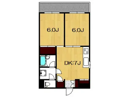 モンテブラン(2DK/1階)の間取り写真