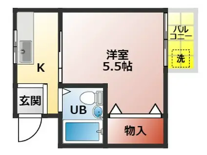 カレリア(1K/2階)の間取り写真