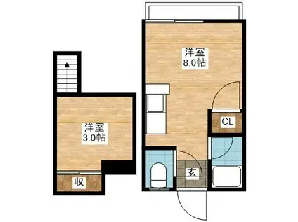 ベルビュー西琴平(ワンルーム/1階)の間取り写真